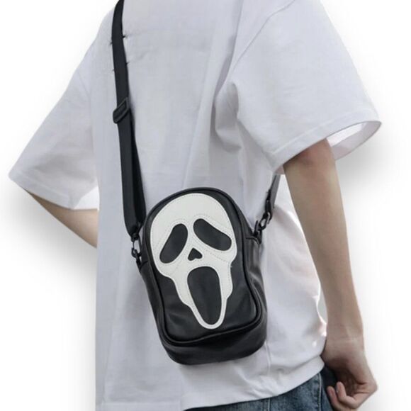 Ghostface Horror Black and White Scream  Messenger Crossbody Bags NEW - Picture 3 of 4